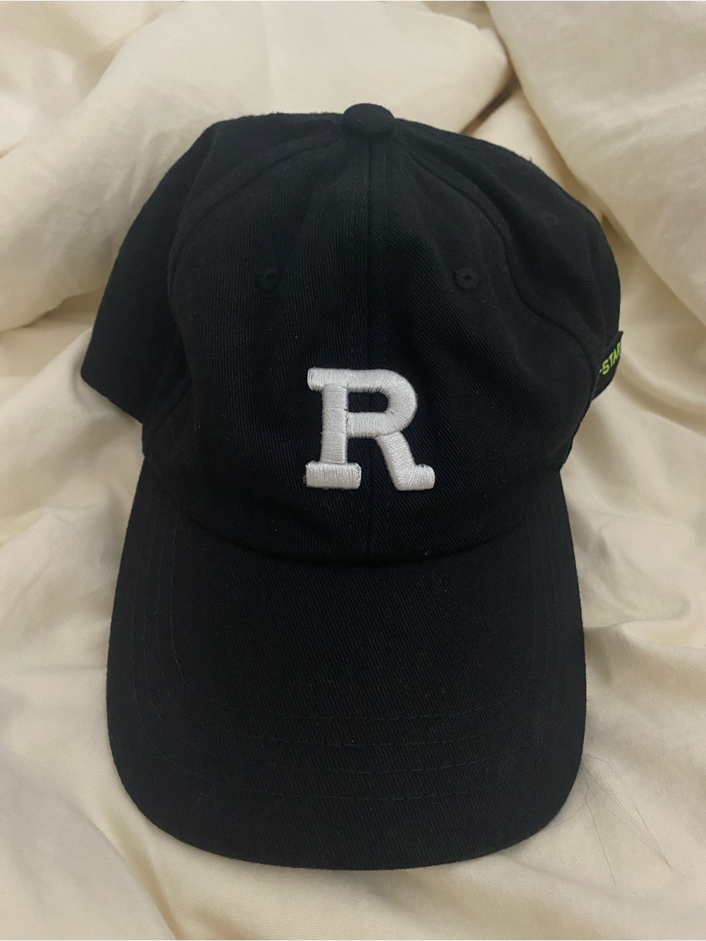 Black Kids Baseball Cap with White 'R' Embroidery